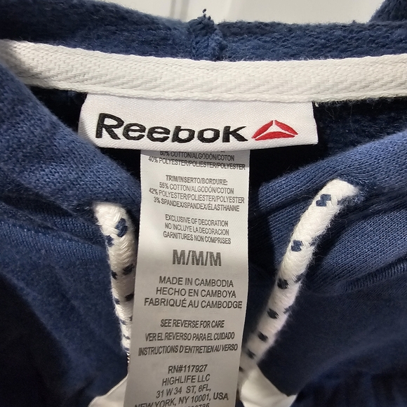 Reebok sweatshirt blue,hoodie ,drawstring  size medium - Picture 3 of 5